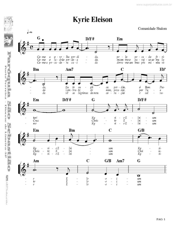 Partitura da música Kyrie Eleison