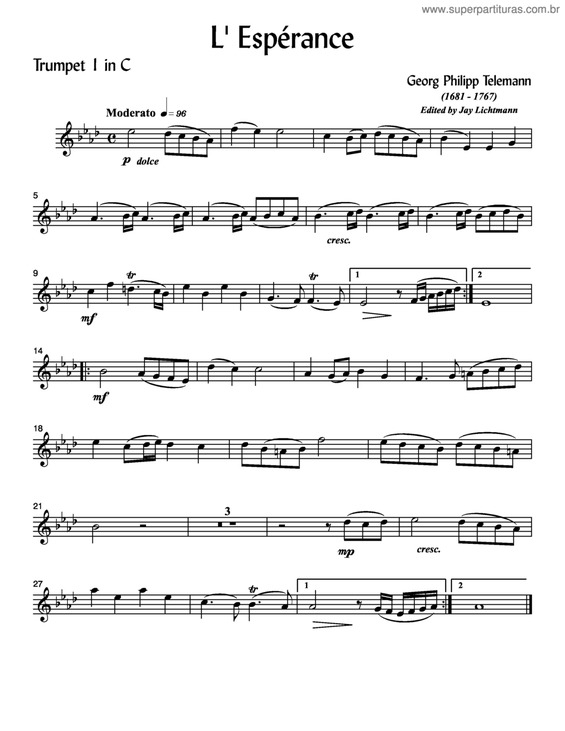 Partitura da música L' Espérance