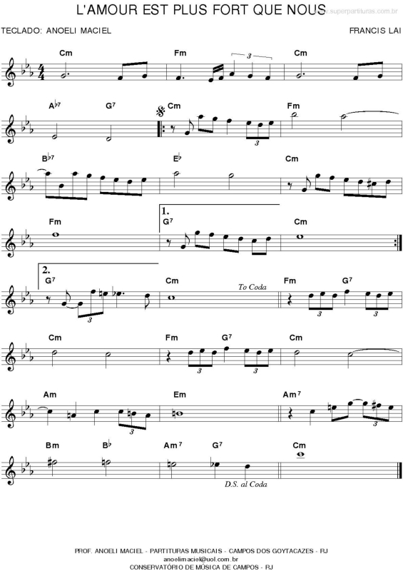 Partitura da música L`amour est Plus Fort que Nous