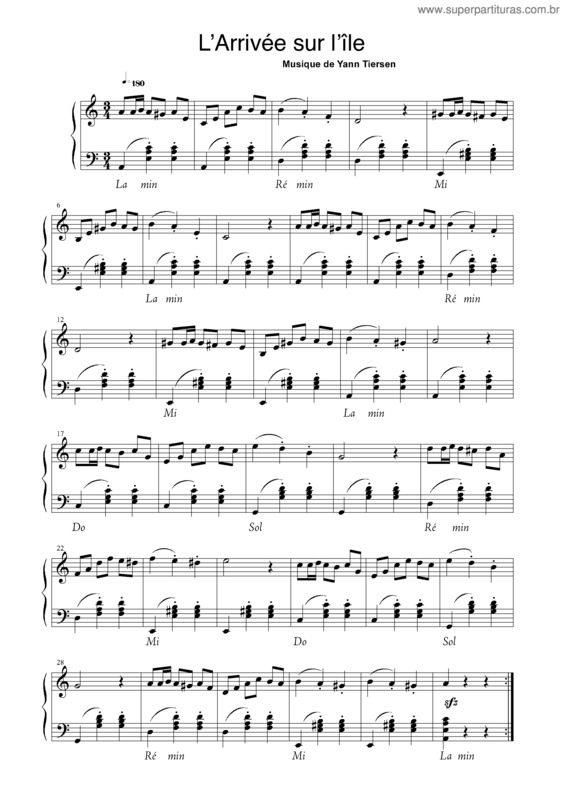 Partitura da música L`Arrivee Sur I`île v.2