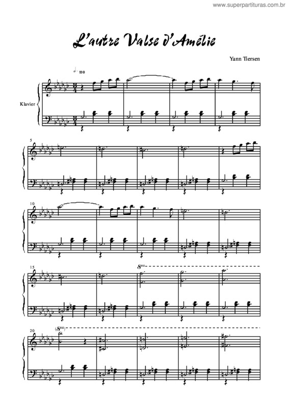 Partitura da música L`autre Valse D`Amelie v.4