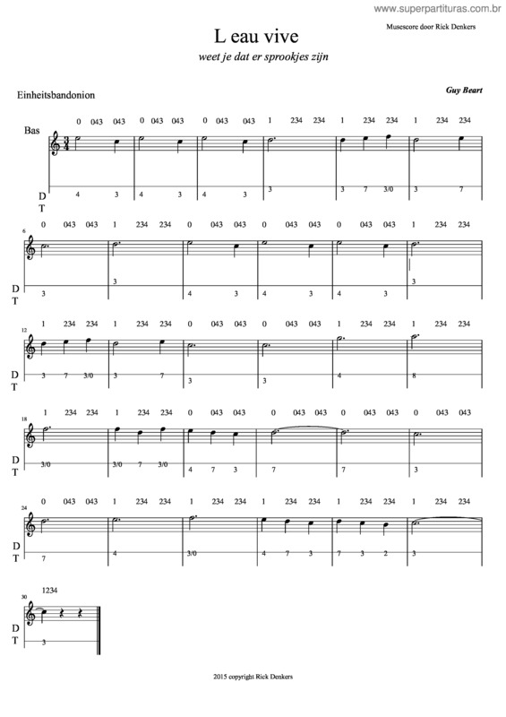 Partitura da música L Eau Vive v.3