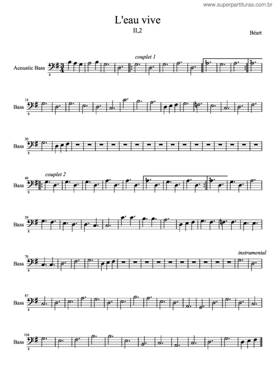 Partitura da música L`Eau Vive v.4