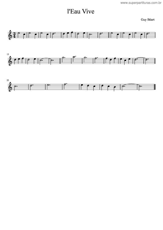Partitura da música L`Eau Vive v.7