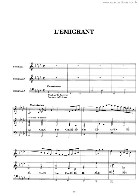 Partitura da música L`Emigrant