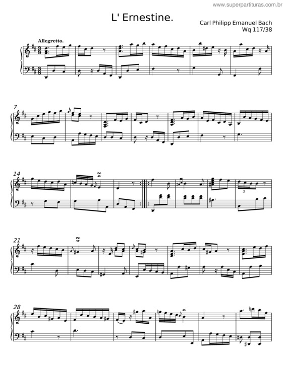 Partitura da música L`Ernestine, H.124 – Carl Philipp Emanuel Bach