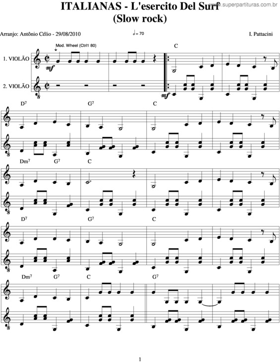Partitura da música L`Esercito Del Surf