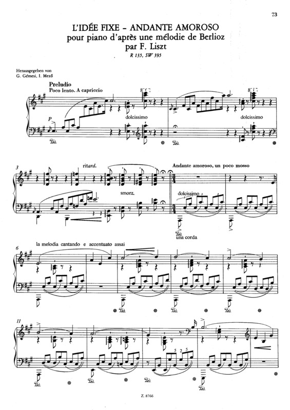 Partitura da música L Idée Fixe S.395