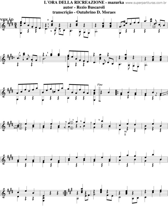 Partitura da música L´Ora Della Recreazione