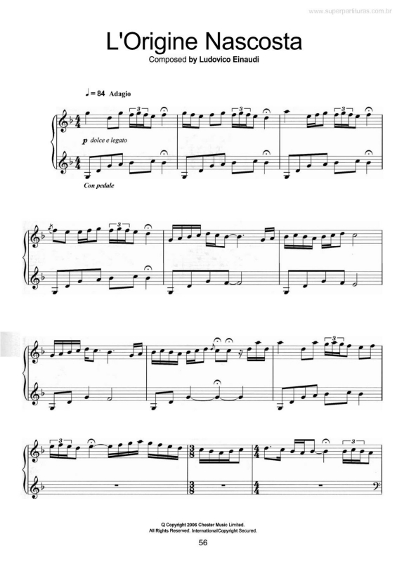 Partitura da música L`Origine Nascosta