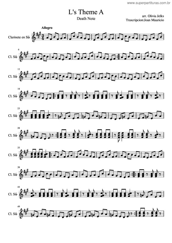 Partitura da música L`S Theme A