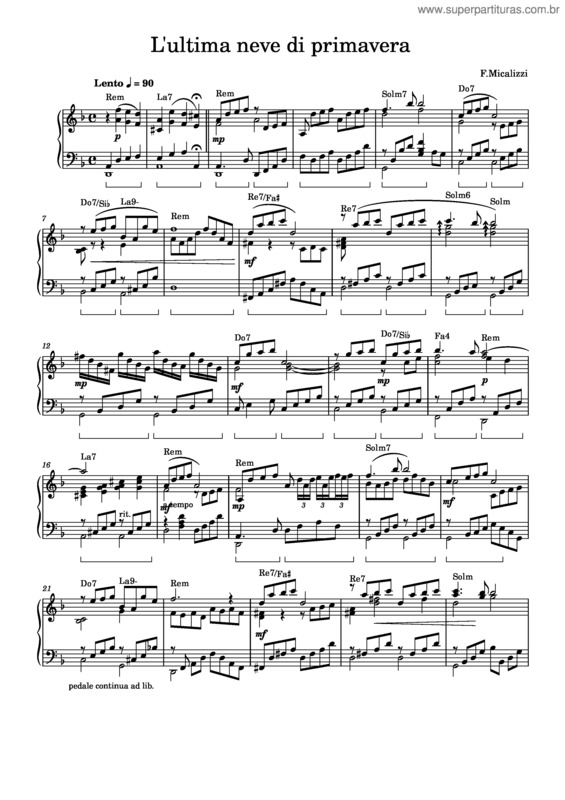 Partitura da música L`Ultima Neve Di Primavera  – Easy
