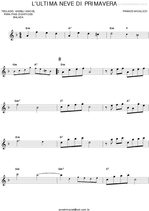 Partitura da música L`Ultima Neve Di Primavera