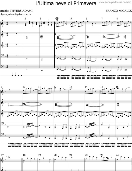 Partitura da música L`Ultima Neve