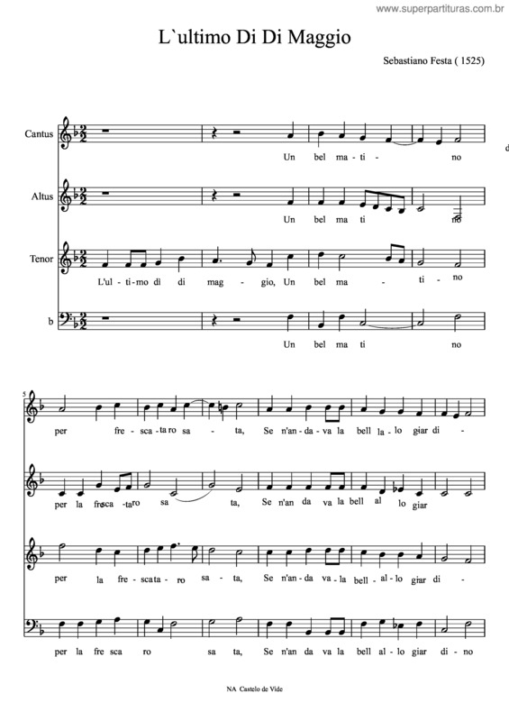 Partitura da música L`Ultimo Di Di Maggio Sebastiano Festa