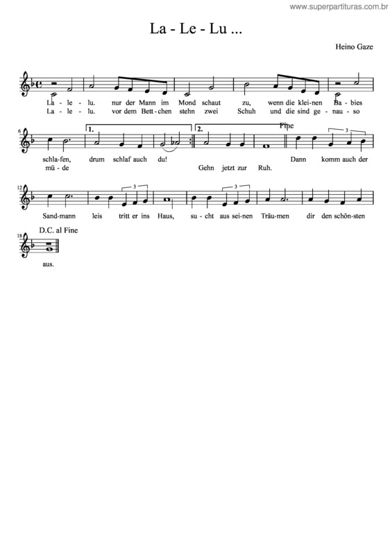 Partitura da música La – Le – Lu ...