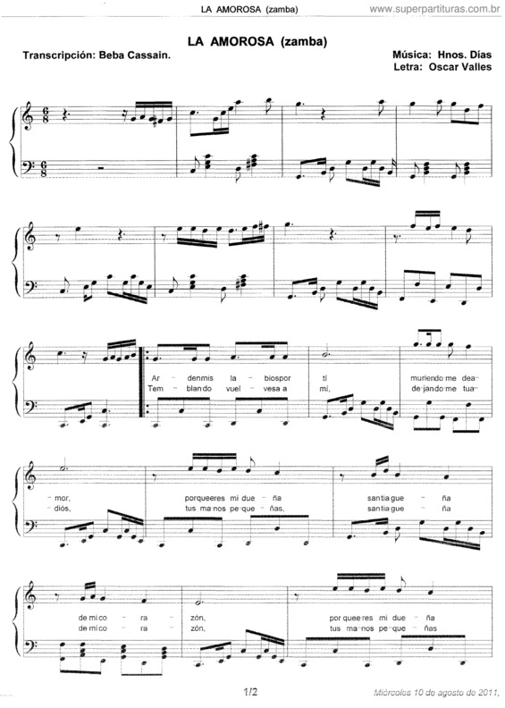 Partitura da música La Algarrobera v.2