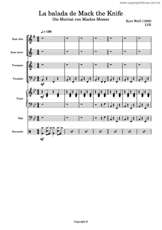 Partitura da música La Balada De Mack The Knife