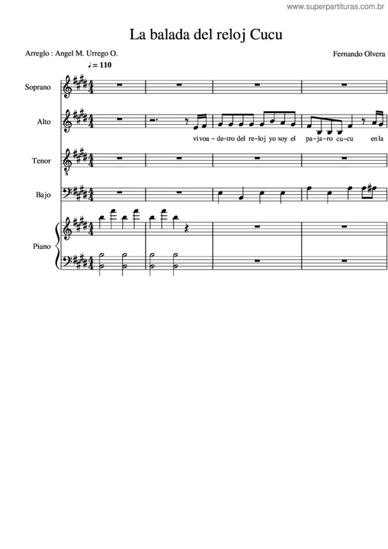 Partitura da música La Balada Del Reloj Cucu
