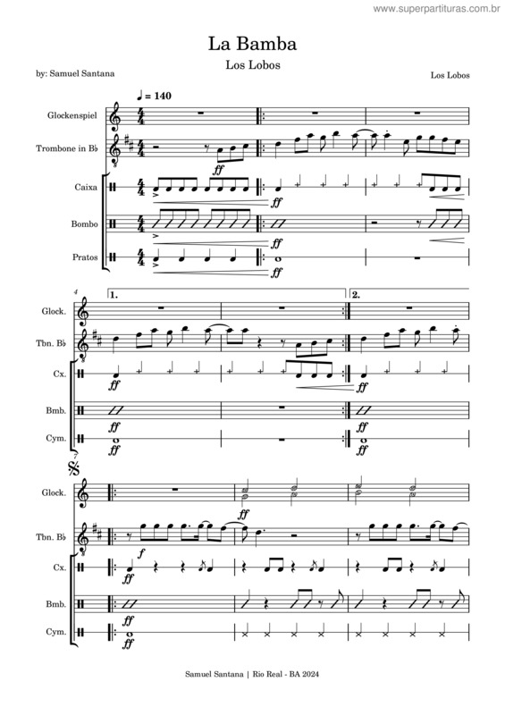 Partitura da música La Bamba – Los Lobos – Samuel Santana