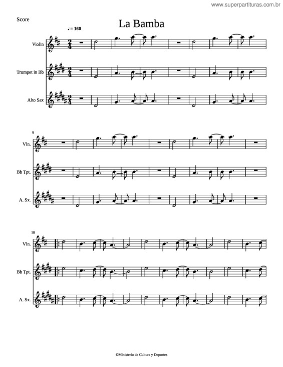 Partitura da música La Bamba v.6