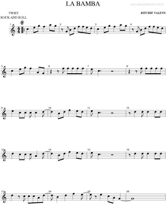 Partitura da música La Bamba