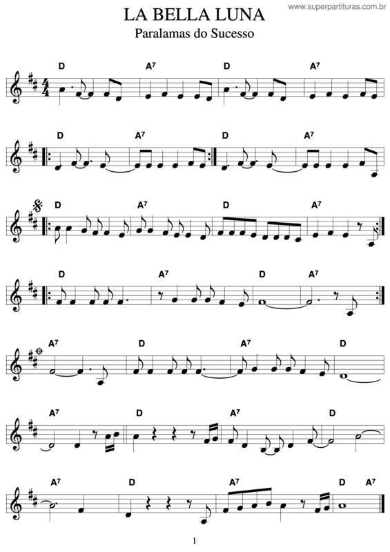 Partitura da música La Bella Luna