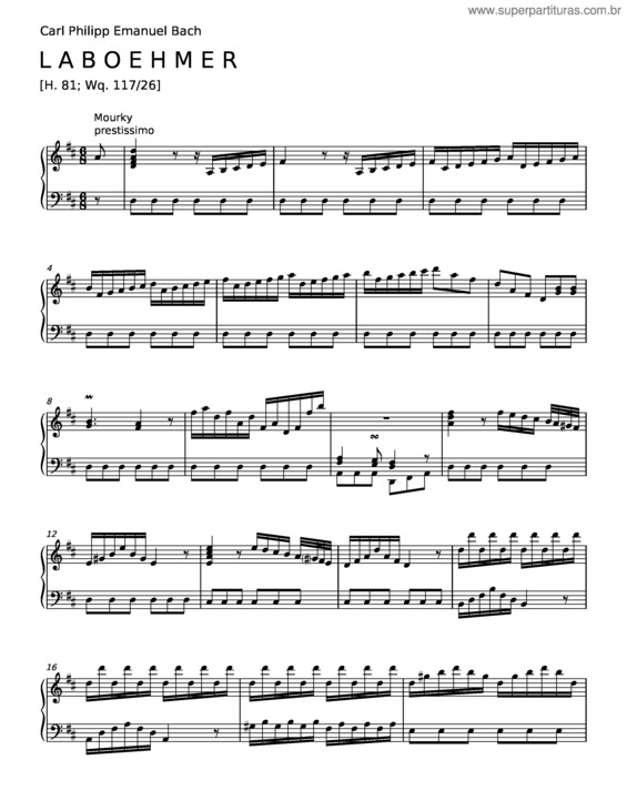 Partitura da música La Boehmer, H.81 – Carl Philipp Emanuel Bach