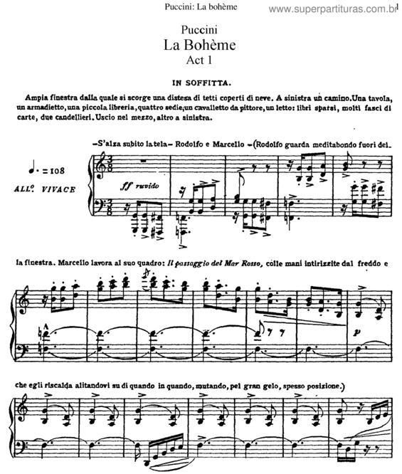 Partitura da música La bohème v.2