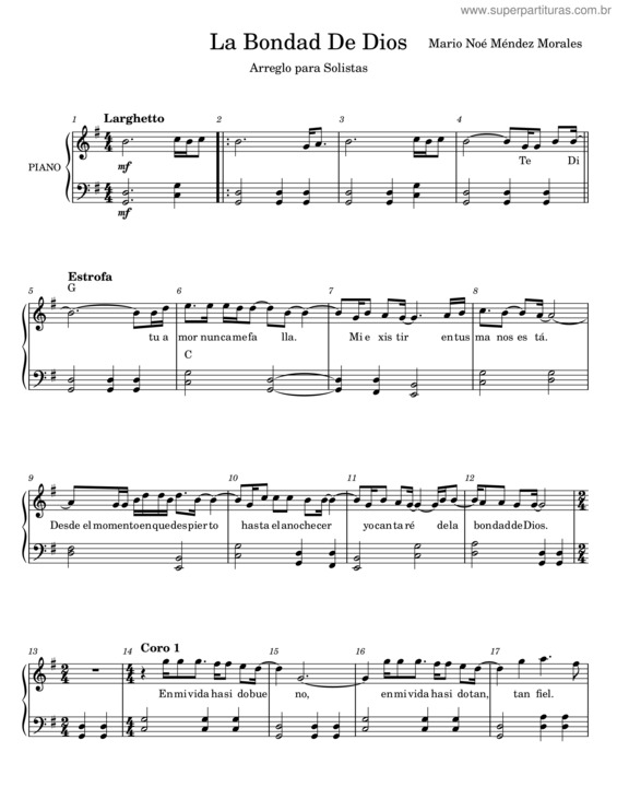 Partitura da música La Bondad De Dios – Bethel Music v.2