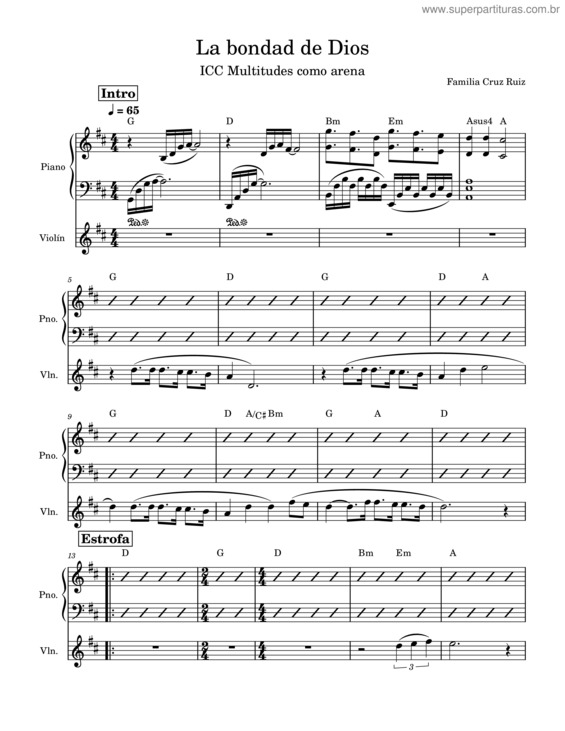 Partitura da música La Bondad De Dios v.2