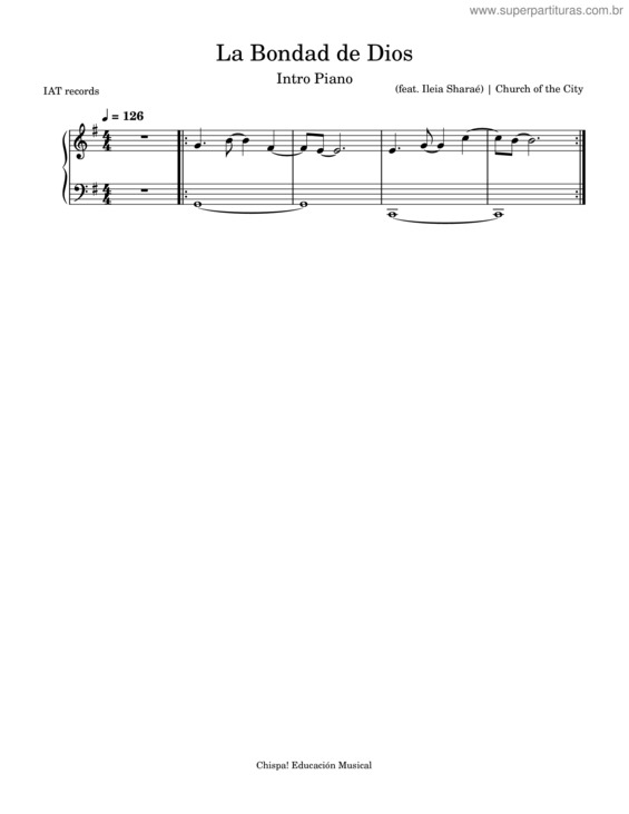 Partitura da música La Bondad De Dios