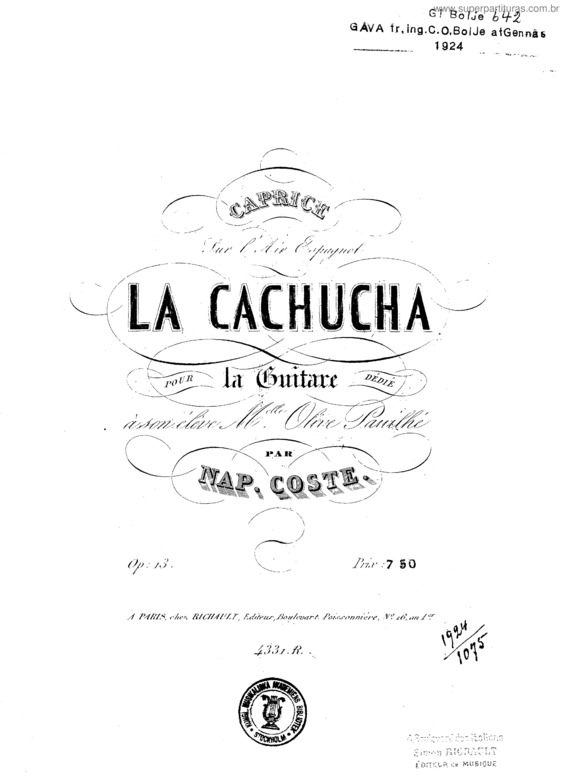 Partitura da música La Cachucha