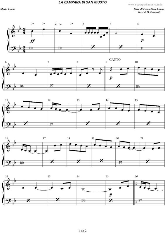 Partitura da música La Campana Di San Giusto