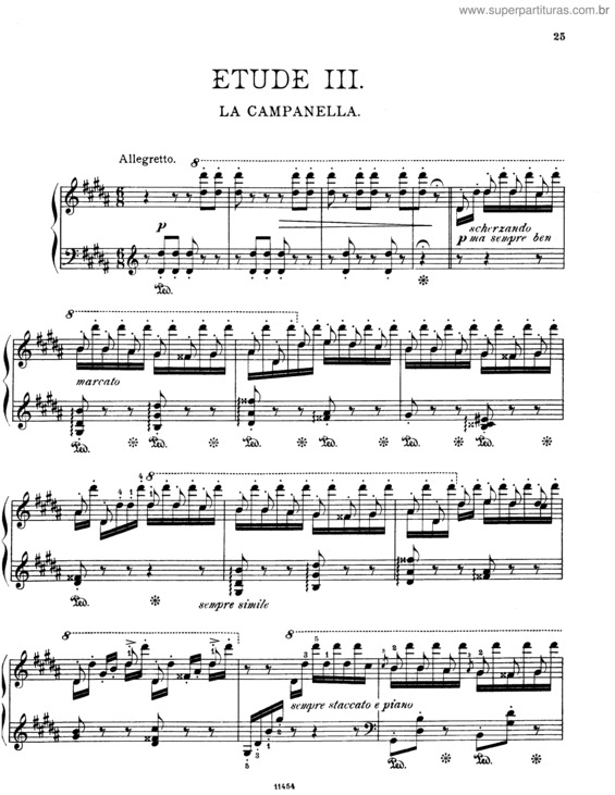 Partitura da música La Campanella