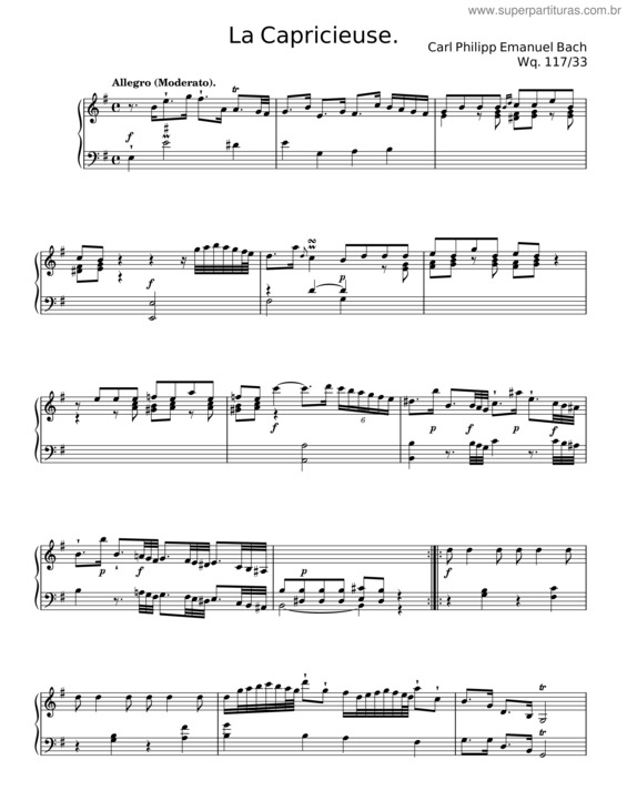 Partitura da música La Capricieuse, H.113 – Carl Philipp Emanuel Bach