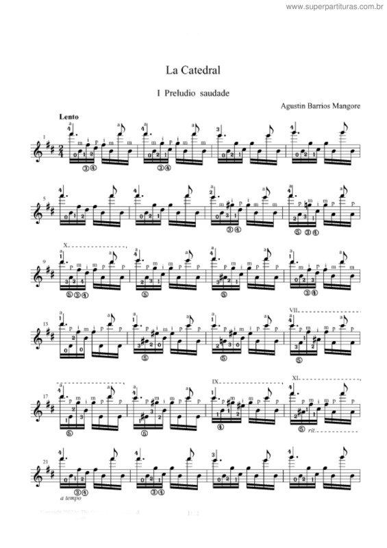 Partitura da música La Catedral