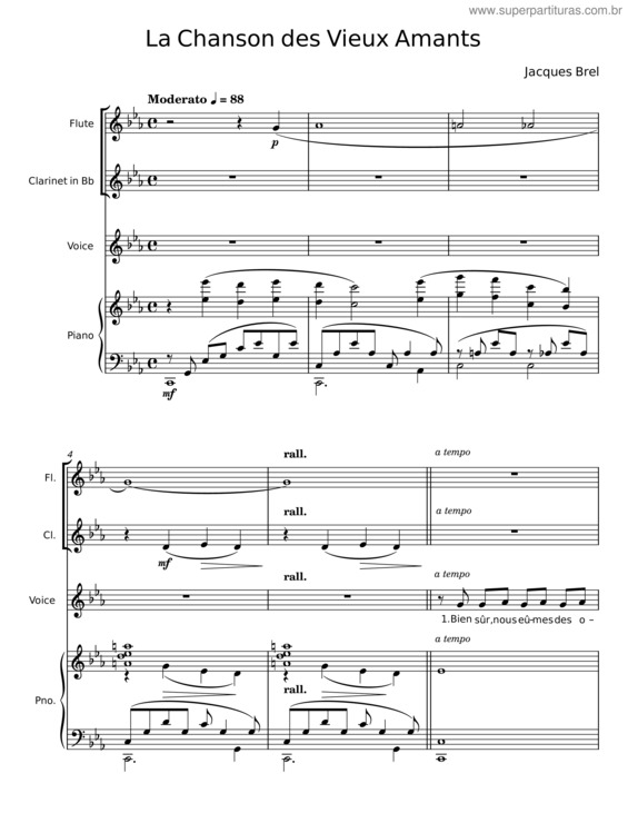 Partitura da música La Chanson Des Vieux Amants – Jacques Brel v.4