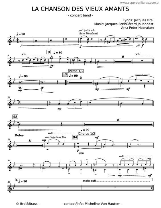 Partitura da música La Chanson Des Vieux Amants – Jacques Brel v.5