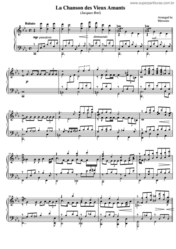 Partitura da música La Chanson Des Vieux Amants