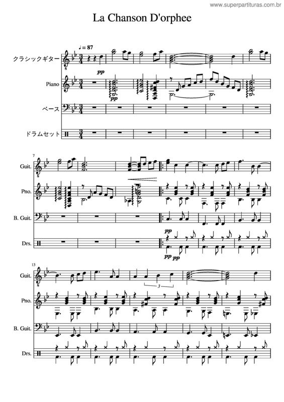 Partitura da música La Chanson D’Orpee