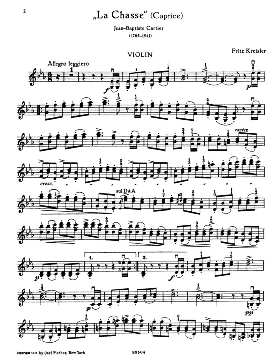 Partitura da música La Chasse v.2