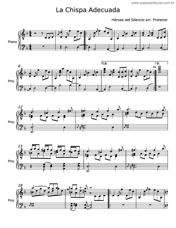 Partitura da música La Chispa Adecuada – Héroes Del Silencio