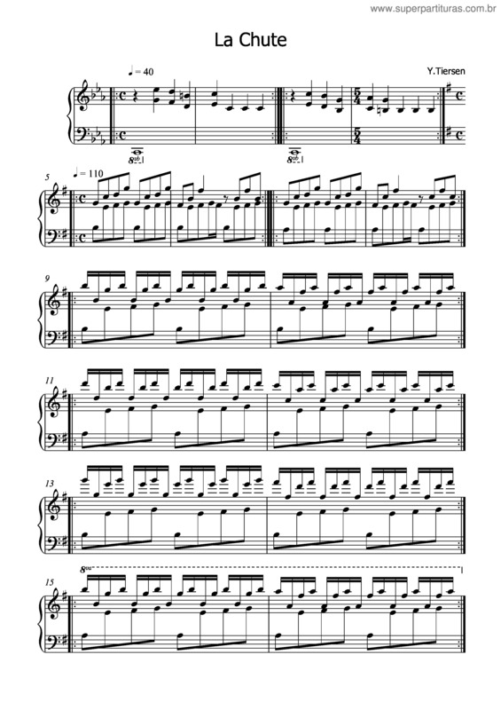 Partitura da música La Chute v.3