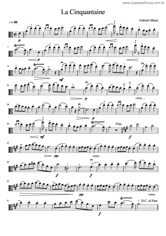 Partitura da música La Cinquantaine – Gabriel Marie
