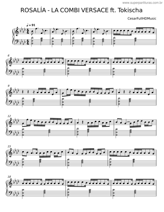 Partitura da música La Combi Versace – Rosalía