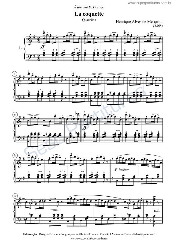 Partitura da música La coquette