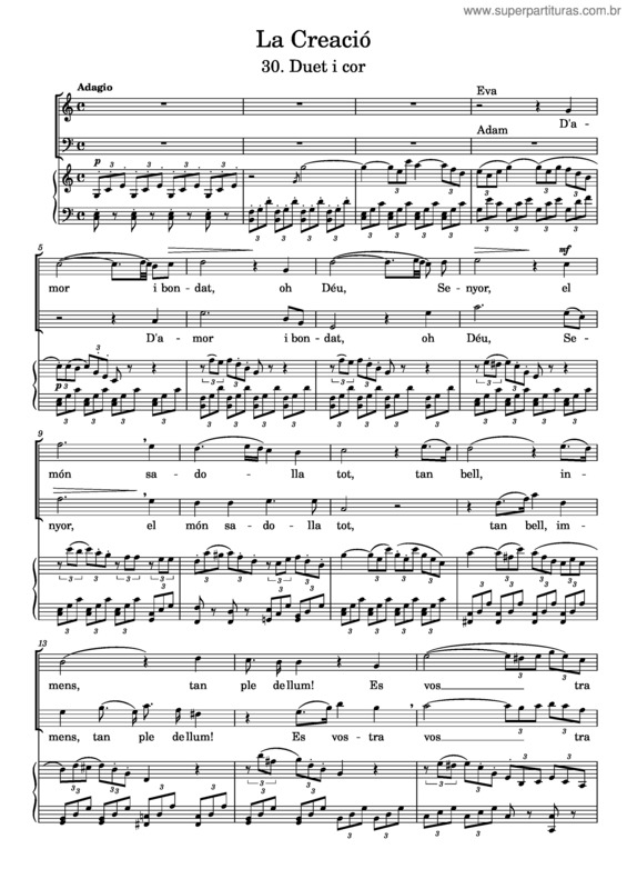 Partitura da música La Creació,