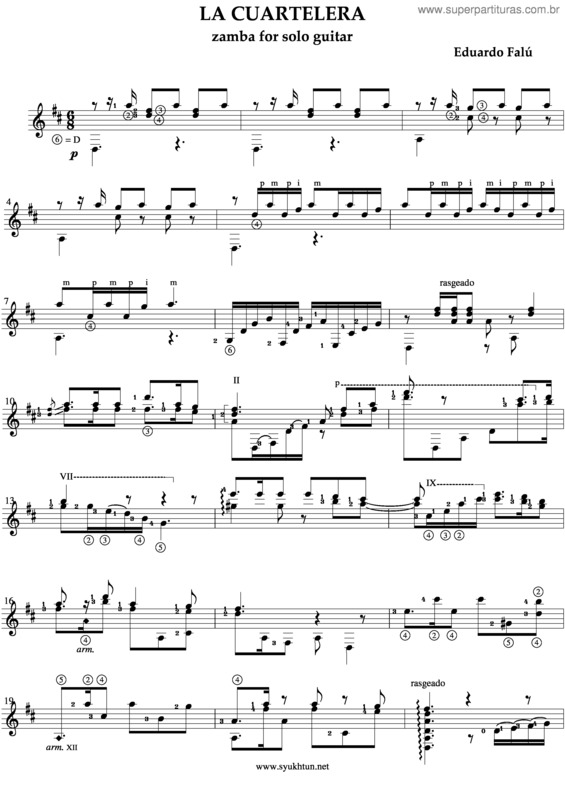 Partitura da música La Cuartelera 