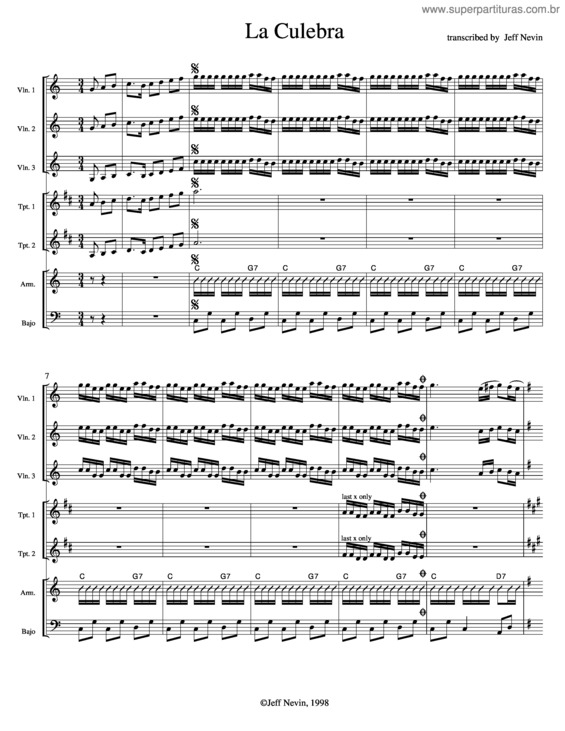 Partitura da música La Culebra